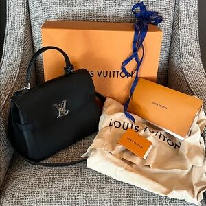 Louis Vuitton Black Satchel with Silver Accents